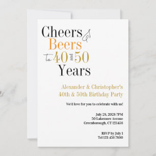 Invitation Soirée d'anniversaire conjointe minimale pour les