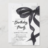 Invitation Soirée d'Anniversaire Coquette Black Bow