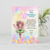 Invitation Soirée d'Anniversaire Cute Fairy - Garden Party (Debout devant)