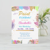 Invitation Soirée d'Anniversaire Cute Pastel Paint (Debout devant)