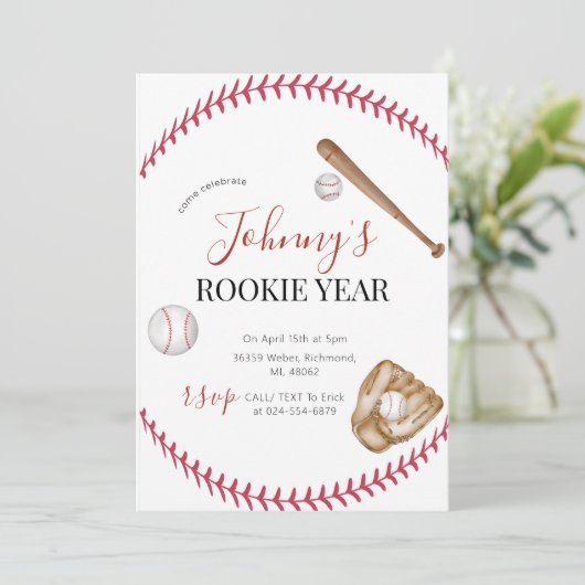 Invitation Soirée d'anniversaire de base-ball simple (Debout devant)