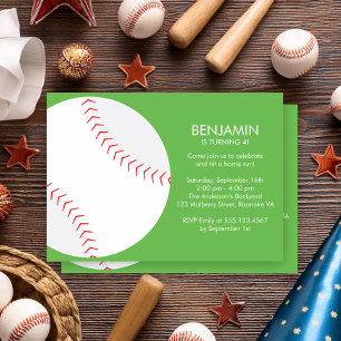 Invitation Soirée d'Anniversaire de Baseball Vert