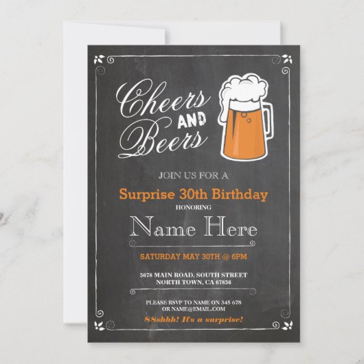 Invitation Soirée d'anniversaire de bière et bière TOUT ÂGE B (Devant)