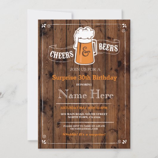 Invitation Soirée d'anniversaire de bière et bière TOUT ÂGE B (Devant)