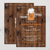 Invitation Soirée d'anniversaire de bière et bière TOUT ÂGE B (Devant / Derrière)