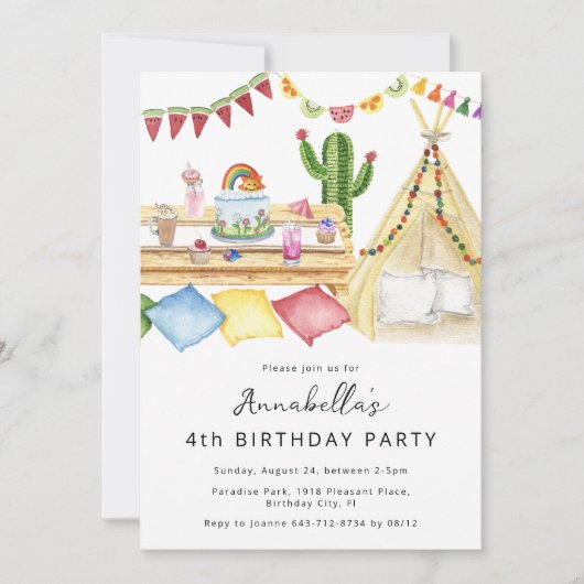 Invitation Soirée d'anniversaire de Boho moderne (Devant)