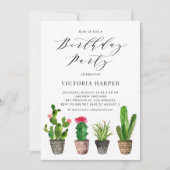 Invitation Soirée d'anniversaire de Boho Pot Succulents et Ca (Devant)