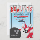 Invitation Soirée d'anniversaire de bowling rétro (Devant)
