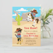 Invitation Soirée d'anniversaire de Cowboy de la peau foncée (Debout devant)
