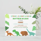 Invitation Soirée d'anniversaire de Cute Dinosaur (Debout devant)