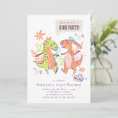 Invitation Soirée d'anniversaire de Cute Dinosaur (Debout devant)