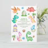 Invitation Soirée d'anniversaire de Cute Dinosaur (Debout devant)