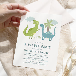 Invitation Soirée d'anniversaire de Cute Dinosaur
