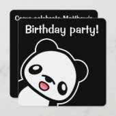 Invitation Soirée d'anniversaire de Cute Panda (Devant / Derrière)
