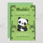 Invitation Soirée d'anniversaire de Cute Panda Kiddie (Devant / Derrière)