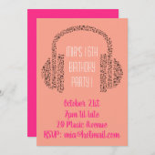 Invitation Soirée d'anniversaire de DJ cool funky (Devant / Derrière)