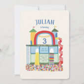 Invitation Soirée d'Anniversaire de enfant de l'aire de jeu i (Devant)