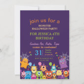 Invitation Soirée d'Anniversaire de enfant du Monster Costume (Dos)