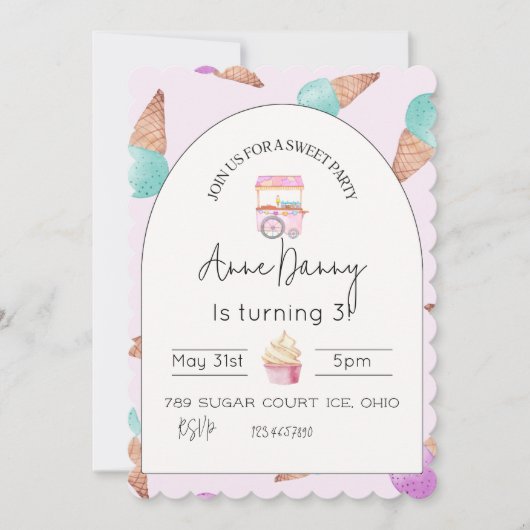 Invitation Soirée d'anniversaire de fête (Devant)