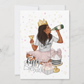 Invitation Soirée d'anniversaire de fille afro-américaine ros (Devant)