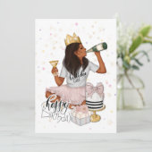 Invitation Soirée d'anniversaire de fille afro-américaine ros (Debout devant)