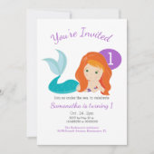 Invitation Soirée d'Anniversaire de la déesse mignonne Mermai (Devant)