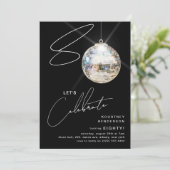 Invitation Soirée d'anniversaire de la Disco 80th Minimalist (Debout devant)