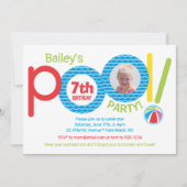 Invitation Soirée d'anniversaire de la fête de la piscine pou (Devant)