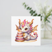 Invitation Soirée d'anniversaire de la fille du Dragon rose e (Debout devant)