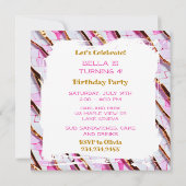 Invitation Soirée d'anniversaire de la fille du Dragon rose e (Dos)