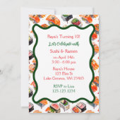 Invitation Soirée d'anniversaire de la fille Sushi et Ramen (Dos)