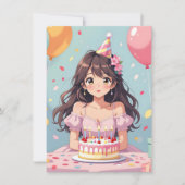 Invitation Soirée d'anniversaire de la mignonne Anime (Devant)
