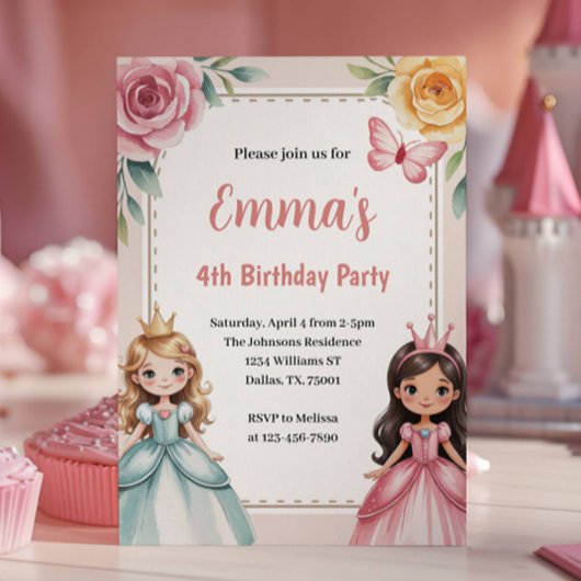 Invitation Soirée d'anniversaire de la mignonne princesse
