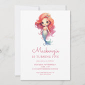 Invitation Soirée d'anniversaire de la mignonne sirène (Devant)