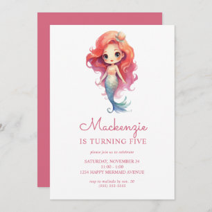 Invitation Soirée d'anniversaire de la mignonne sirène