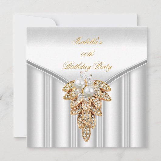 Invitation Soirée d'anniversaire de la perle d'or blanche (Devant)