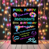 Invitation Soirée d'anniversaire de la piscine de Neon