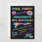 Invitation Soirée d'anniversaire de la piscine de Neon (Devant)