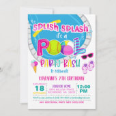 Invitation Soirée d'anniversaire de la piscine de softball -  (Devant)