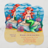 Invitation Soirée d'anniversaire de la sirène de mer (Devant / Derrière)
