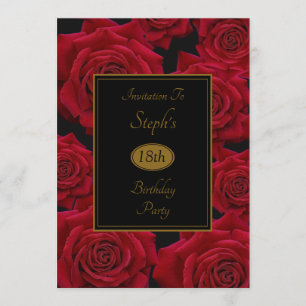 Invitation Soirée d'anniversaire de l'élégante Rose rouge