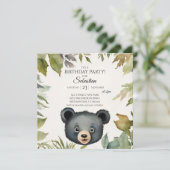 Invitation Soirée d'anniversaire de l'Ours mignon (Debout devant)