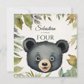 Invitation Soirée d'anniversaire de l'Ours mignon (Dos)