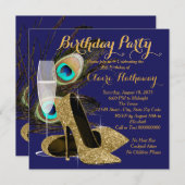 Invitation Soirée d'anniversaire de Peacock (Devant / Derrière)