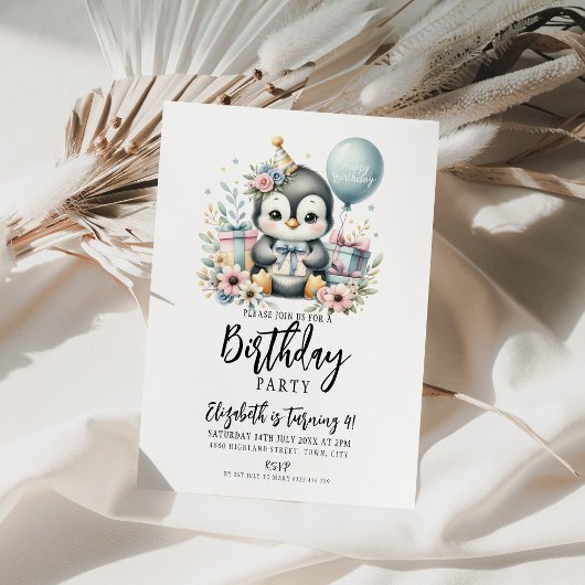 Invitation Soirée d'anniversaire de Penguin