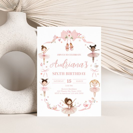 Invitation Soirée d'anniversaire de Pink Ballerina