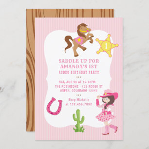 Invitation Soirée d'anniversaire de Pink Cowgirl
