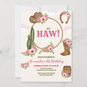 Invitation Soirée d'anniversaire de Pink Cowgirl
