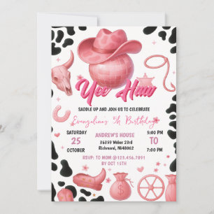 Invitation Soirée d'anniversaire de Rodéo rose personnelle