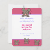 Invitation Soirée d'anniversaire de souris gris (Dos)